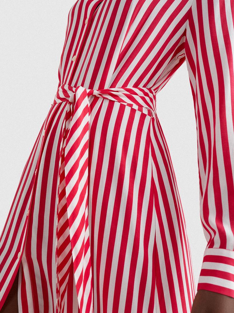 Női Tommy Hilfiger Striped Maxi Dresses Fehér Rózsaszín | HU 129FDN